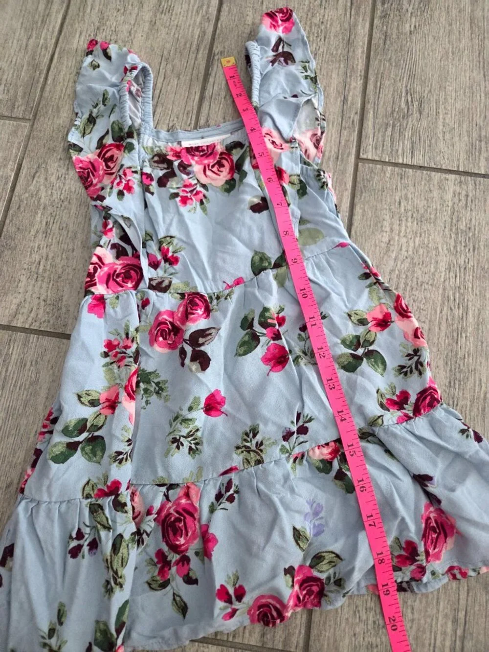 The Children's Place Girls Floral Tiered Dress blue pink floral print size 4T